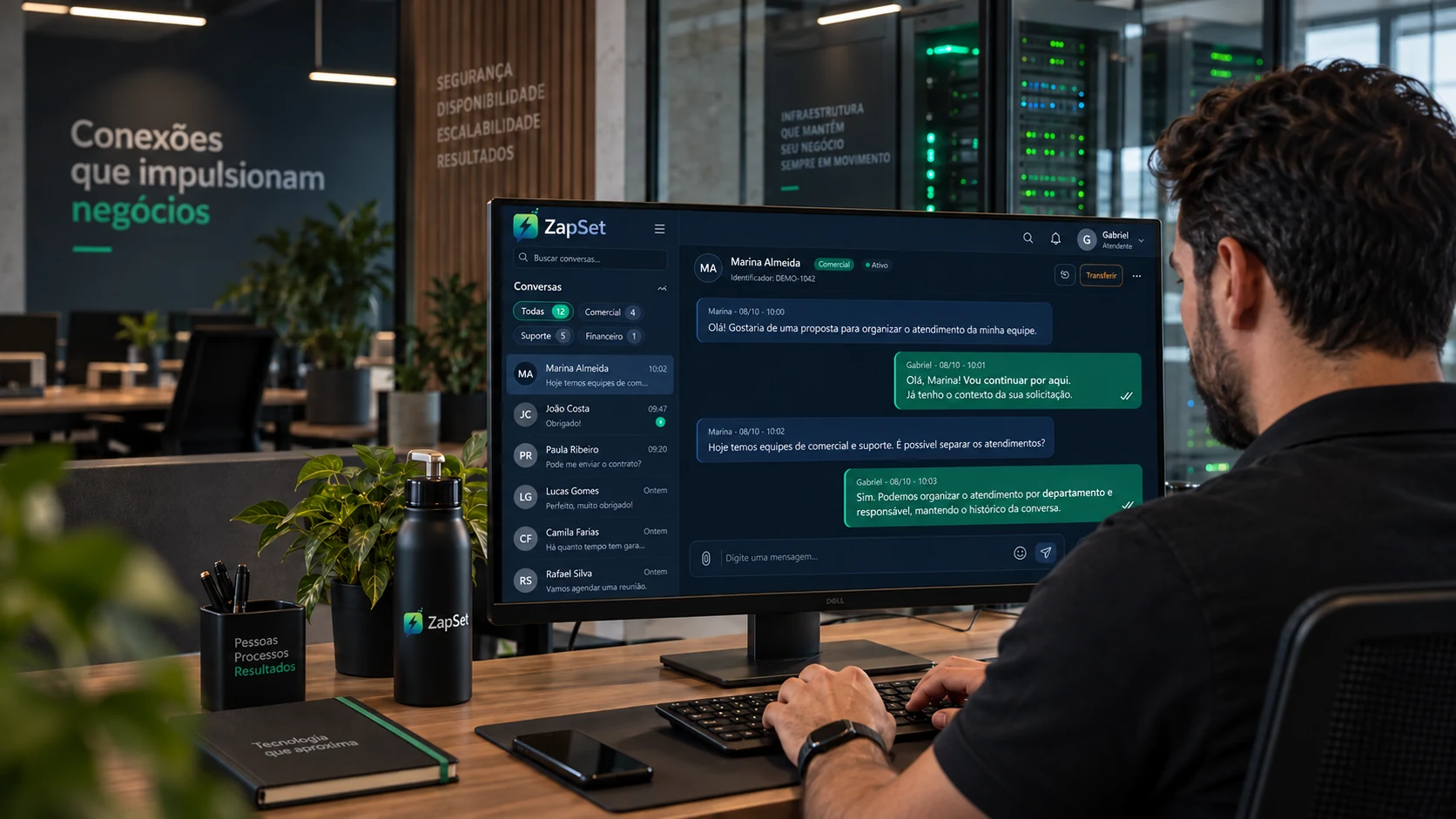 IT analyst at a modern workstation